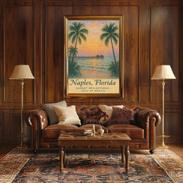 Naples Sunset Pier Impressionistic Art Poster
