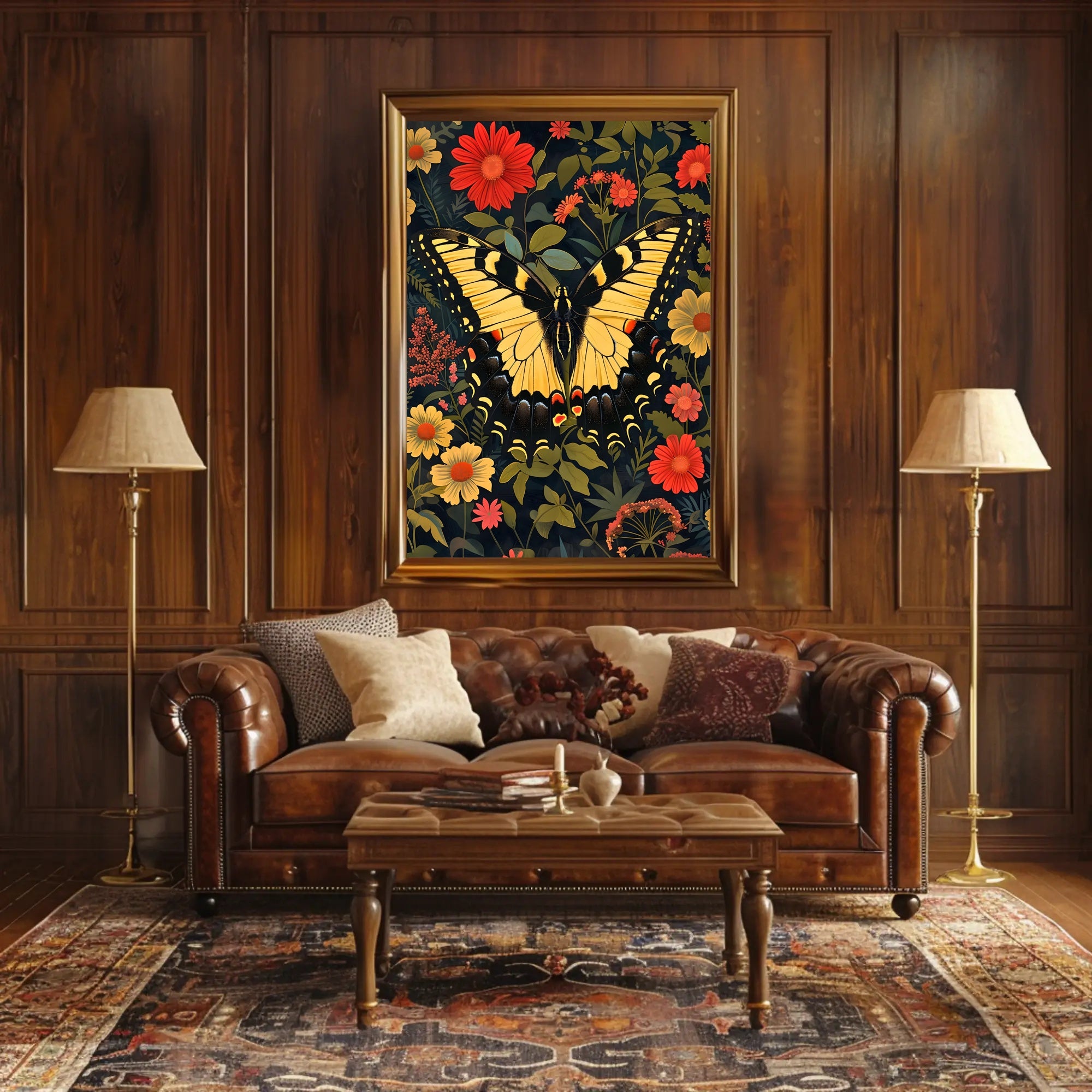 Butterfly and Floral Symphony Art Poster