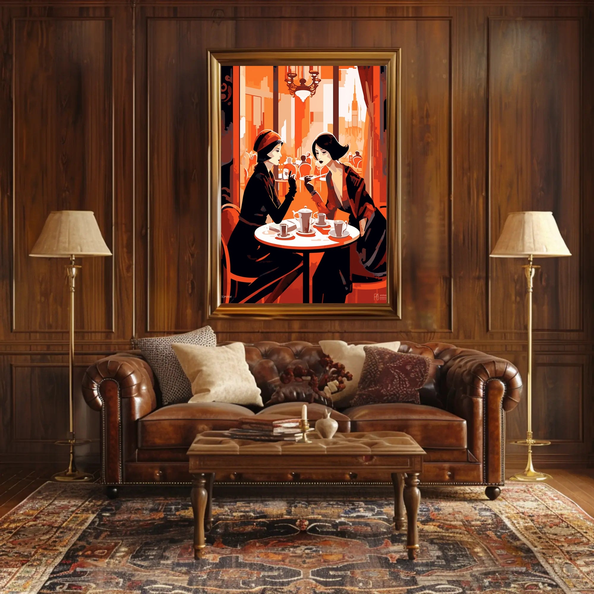 Cafe Conversation Travel Poster Art Print for Home Decor