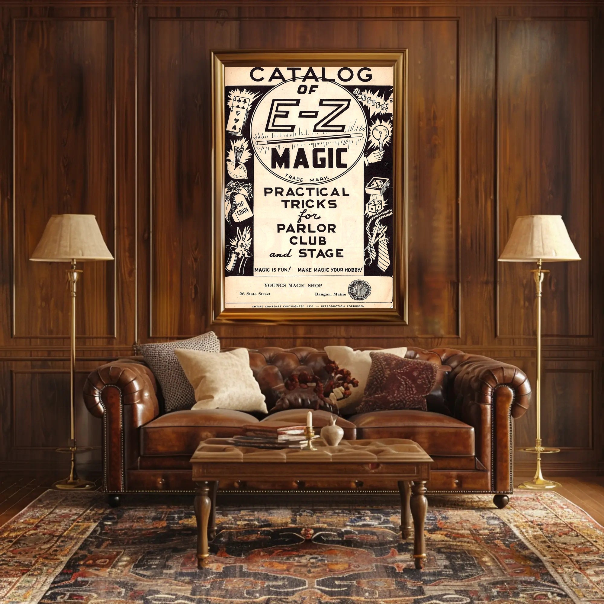 E-Z Magic Catalog Vintage Magic Tricks Artistic Poster