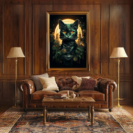 Majestic Black Cat Mystical Art Poster Decor