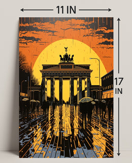 Sunset At The Brandenburg Gate Poster