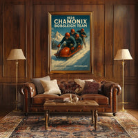 1924 Chamonix Bobsleigh Team Poster