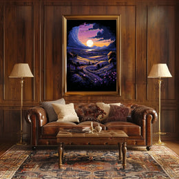 Dreamy Landscape Poster: Moonlit Path at Dusk