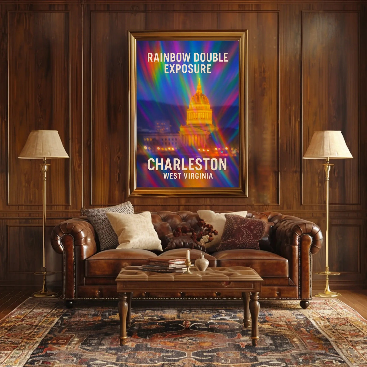 Rainbow Double Exposure Charleston Poster