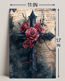 Roses And Cross Poster
