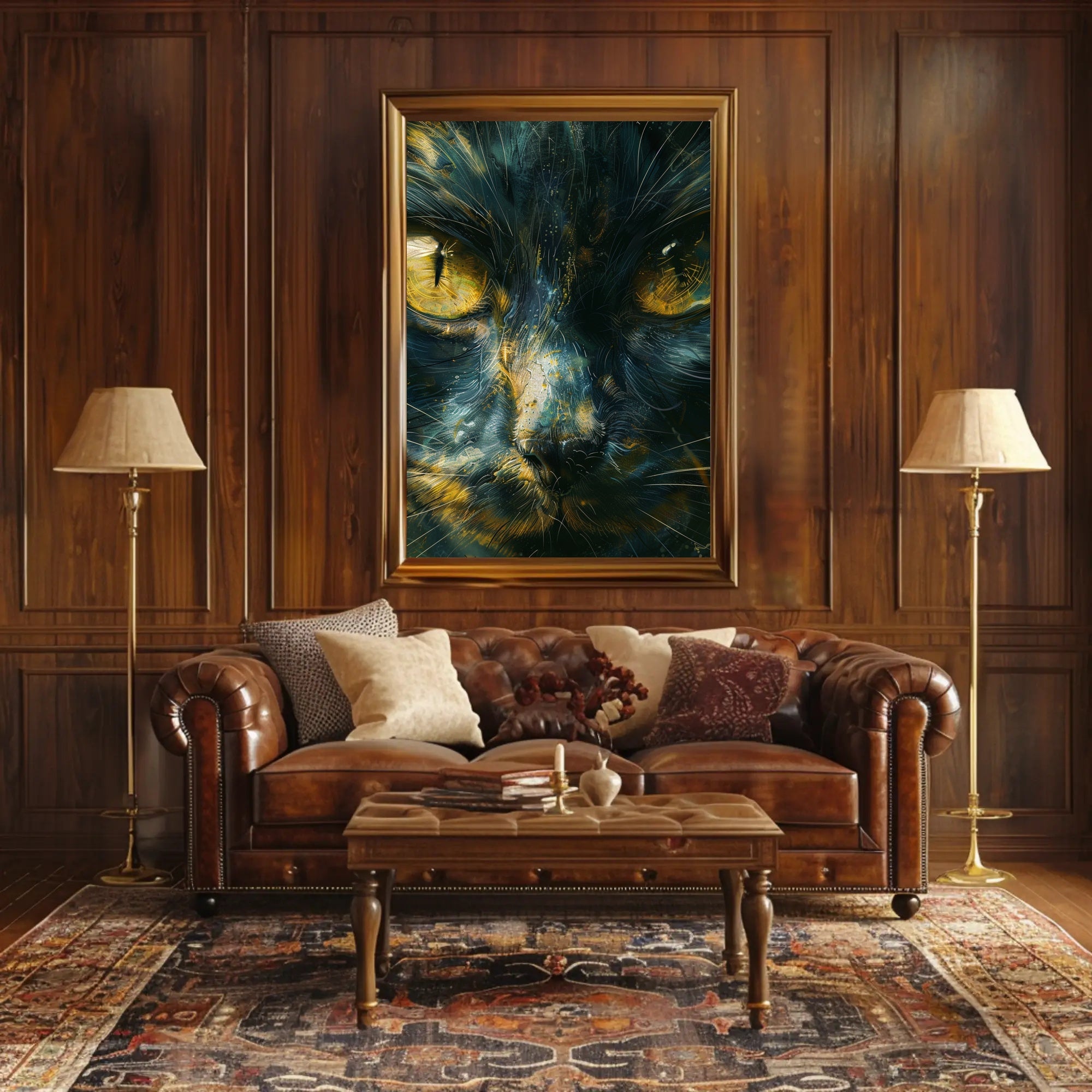 Mystical Feline Portrait Art Print Decor PosterGoat