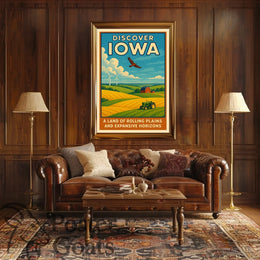 Discover Iowa's Tranquil Beauty: Vintage Travel Poster