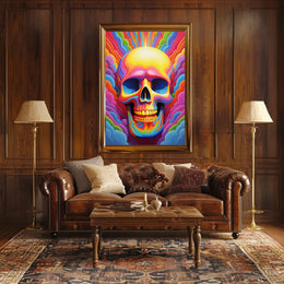Vivid Skull Illusion Poster PosterGoat