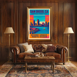 San Diego Where Urban Meets Ocean Poster