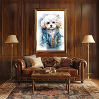 Cozy Dog Portrait Watercolor Poster Wall Art