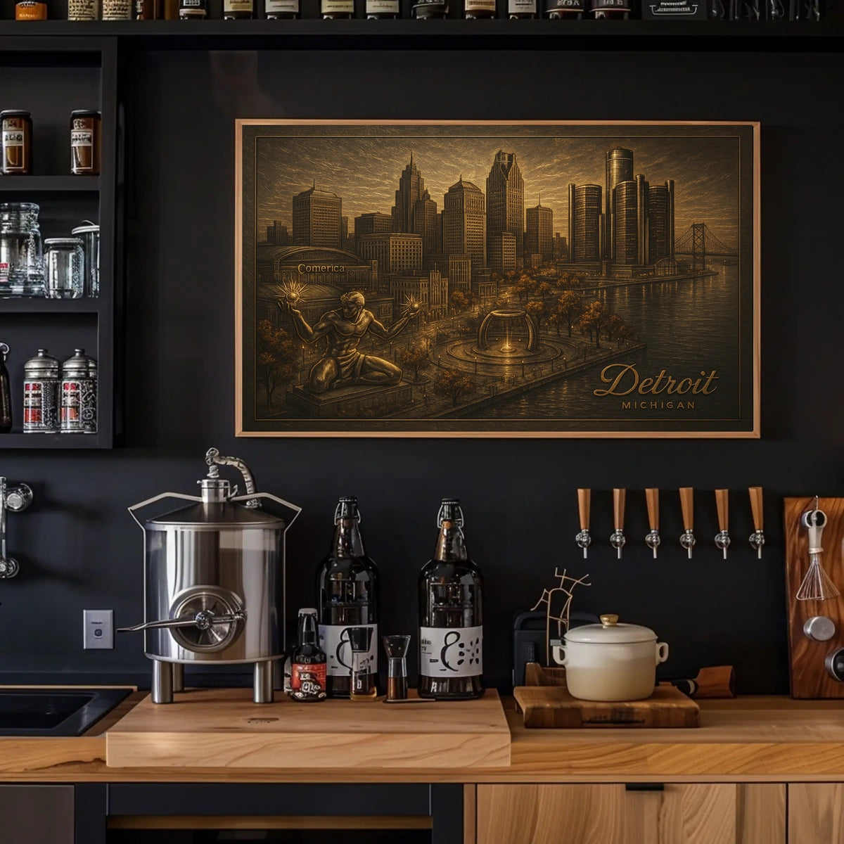 Detroit Skyline Urban Life Photography Realism Poster