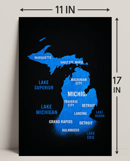 Michigan and the Great Lakes Map Poster PosterGoat