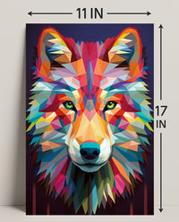 Geometric Wolf Art Poster PosterGoat