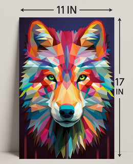 Geometric Wolf Art Poster PosterGoat