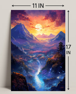 Enchanted Valley At Sunset Poster