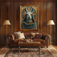 Celebratory Llama Art in Cultural or Heritage Poster PosterGoat