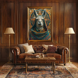 Celebratory Llama Art in Cultural or Heritage Poster PosterGoat