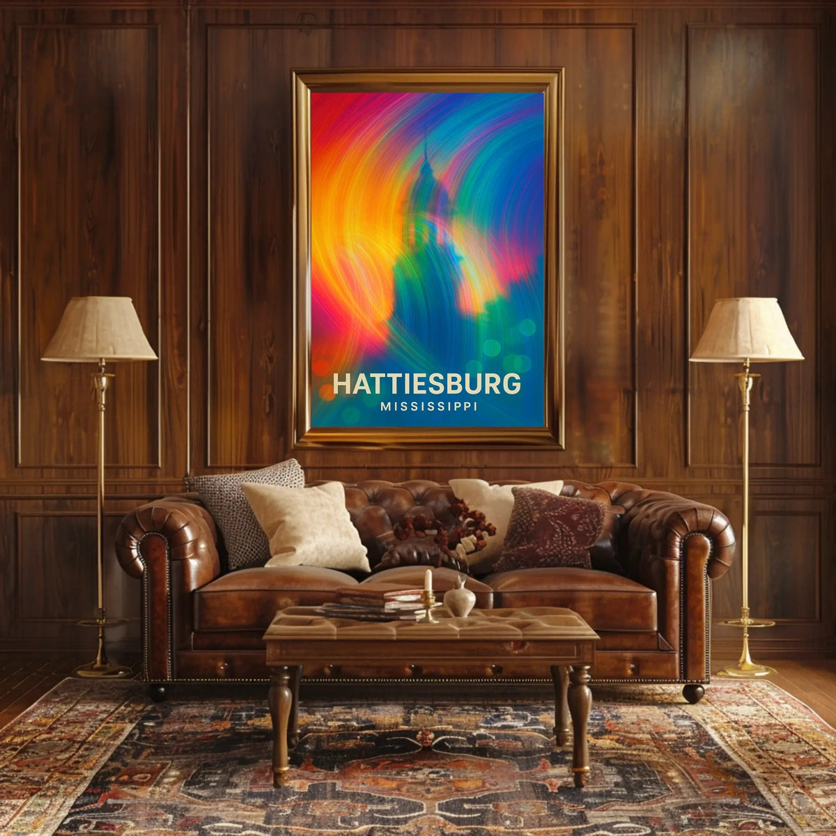 Hattiesburg Mississippi Cityscape Realism Travel Poster
