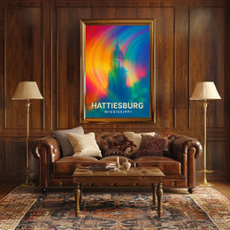 Hattiesburg Mississippi Cityscape Realism Travel Poster