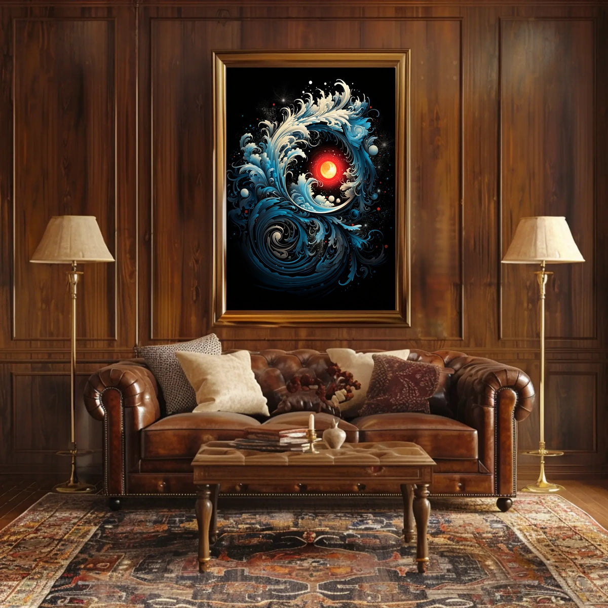 Dynamic Ocean Waves and Sun Abstract or Artistic Poster