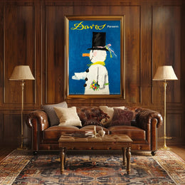 Whimsical Snowman Switzerland Travel Poster PosterGoat