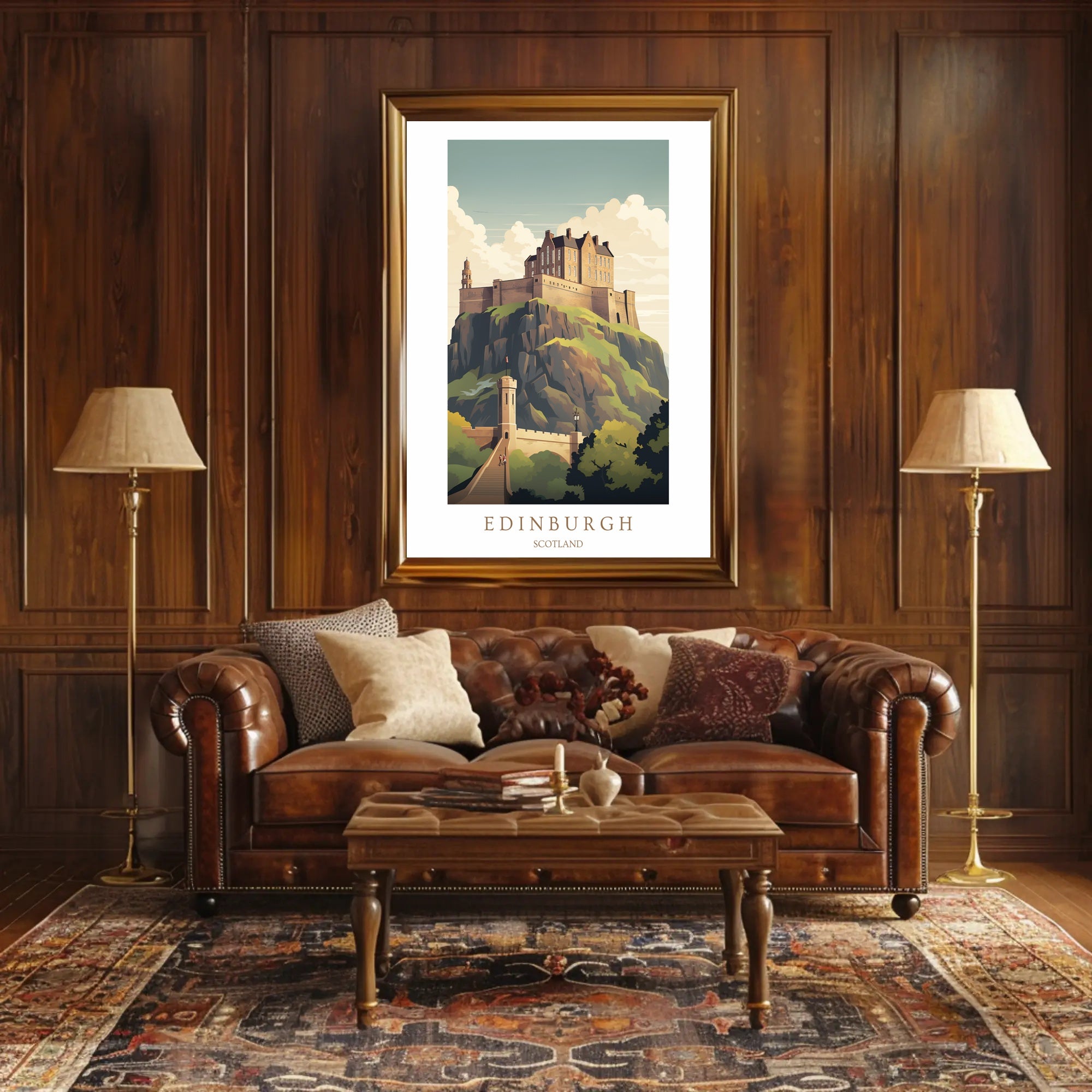 Edinburgh Castle Illustration Poster PosterGoat