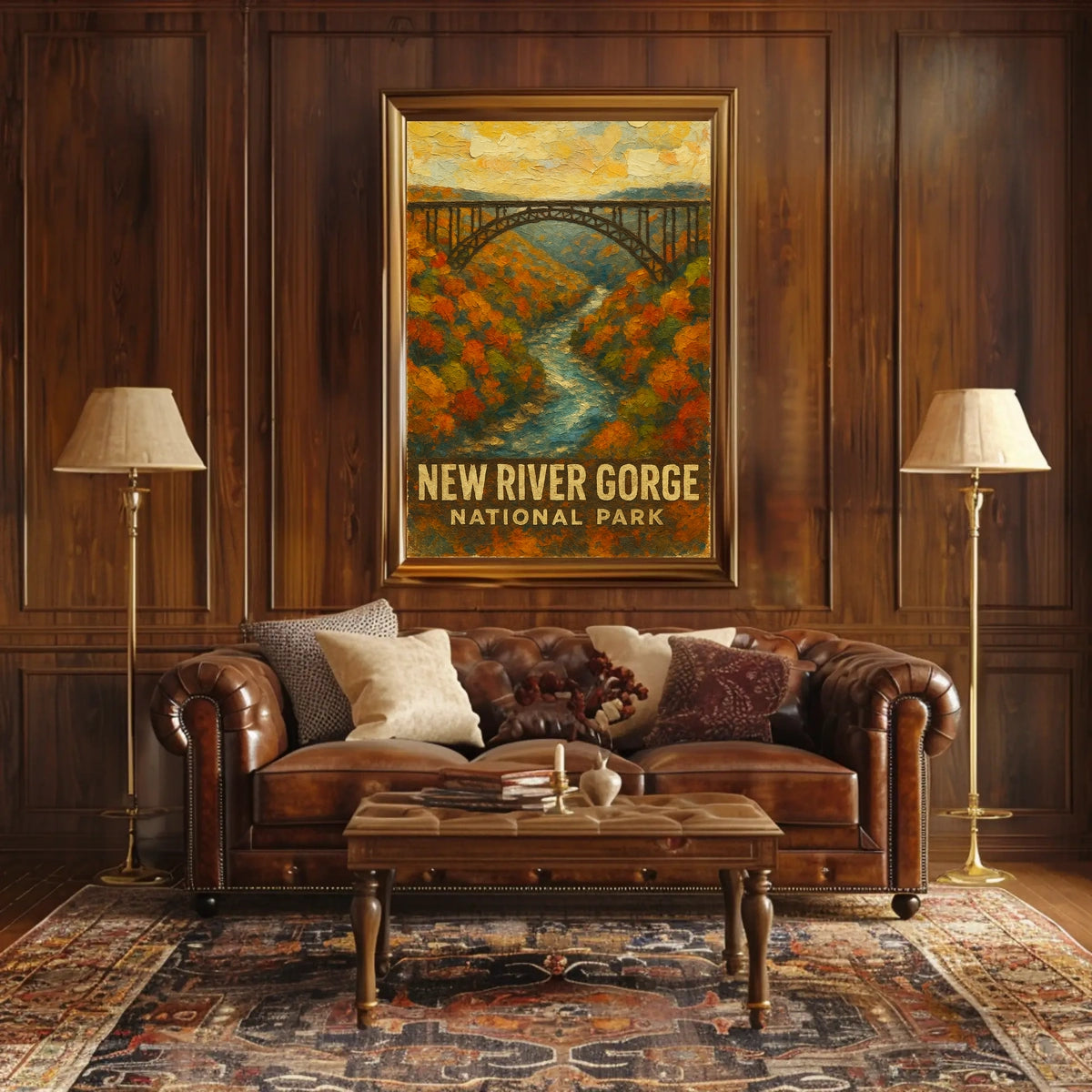 New River Gorge National Park Scenic Nature Adventure Digital Painting Timeless Heritage Poster