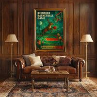 Reindeer Basketball Game Poster