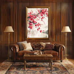 Cherry Blossoms Sumi-e Art: Cultural or Heritage Poster PosterGoat