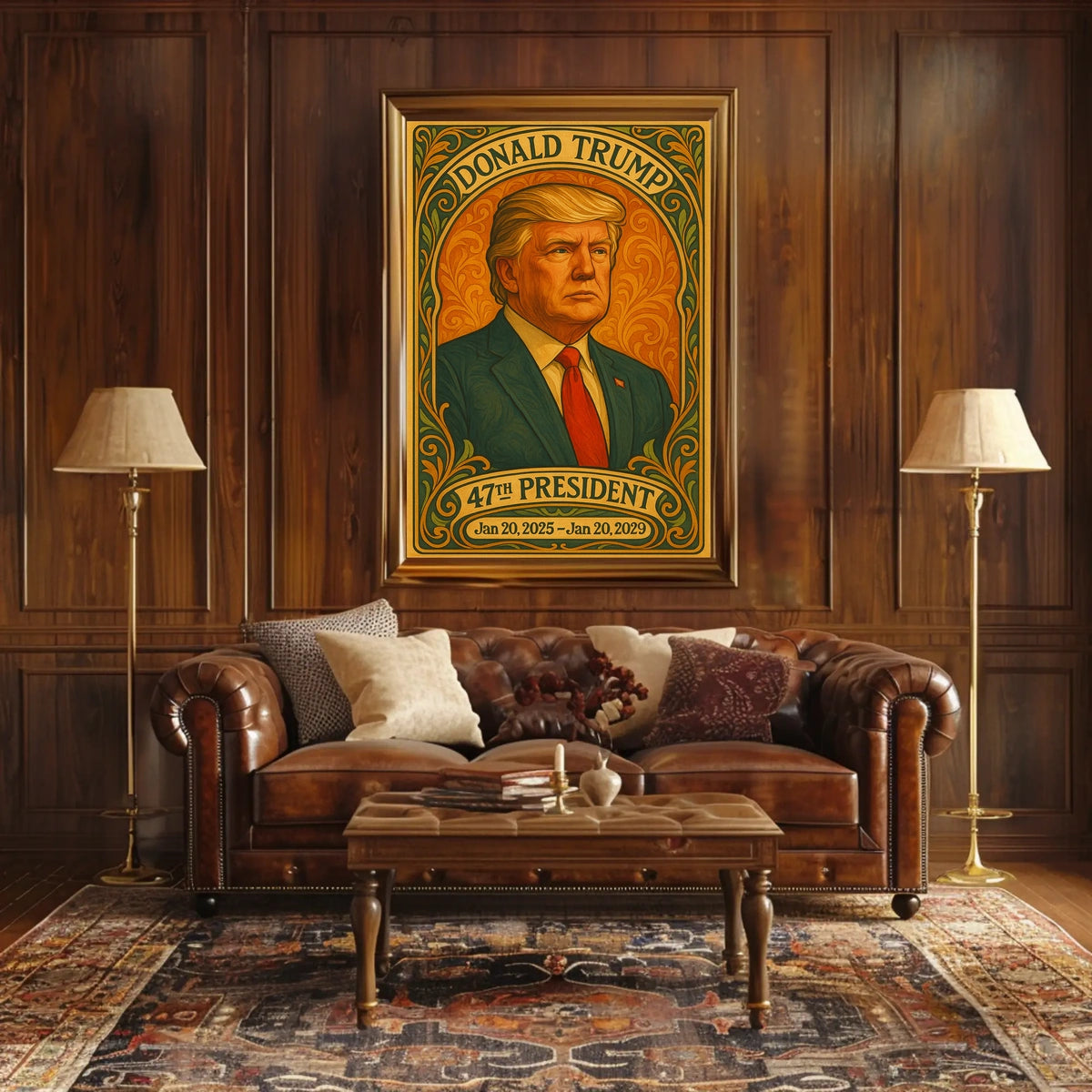 Trump Statesmanship Portrait Art Deco Patriotic Poster