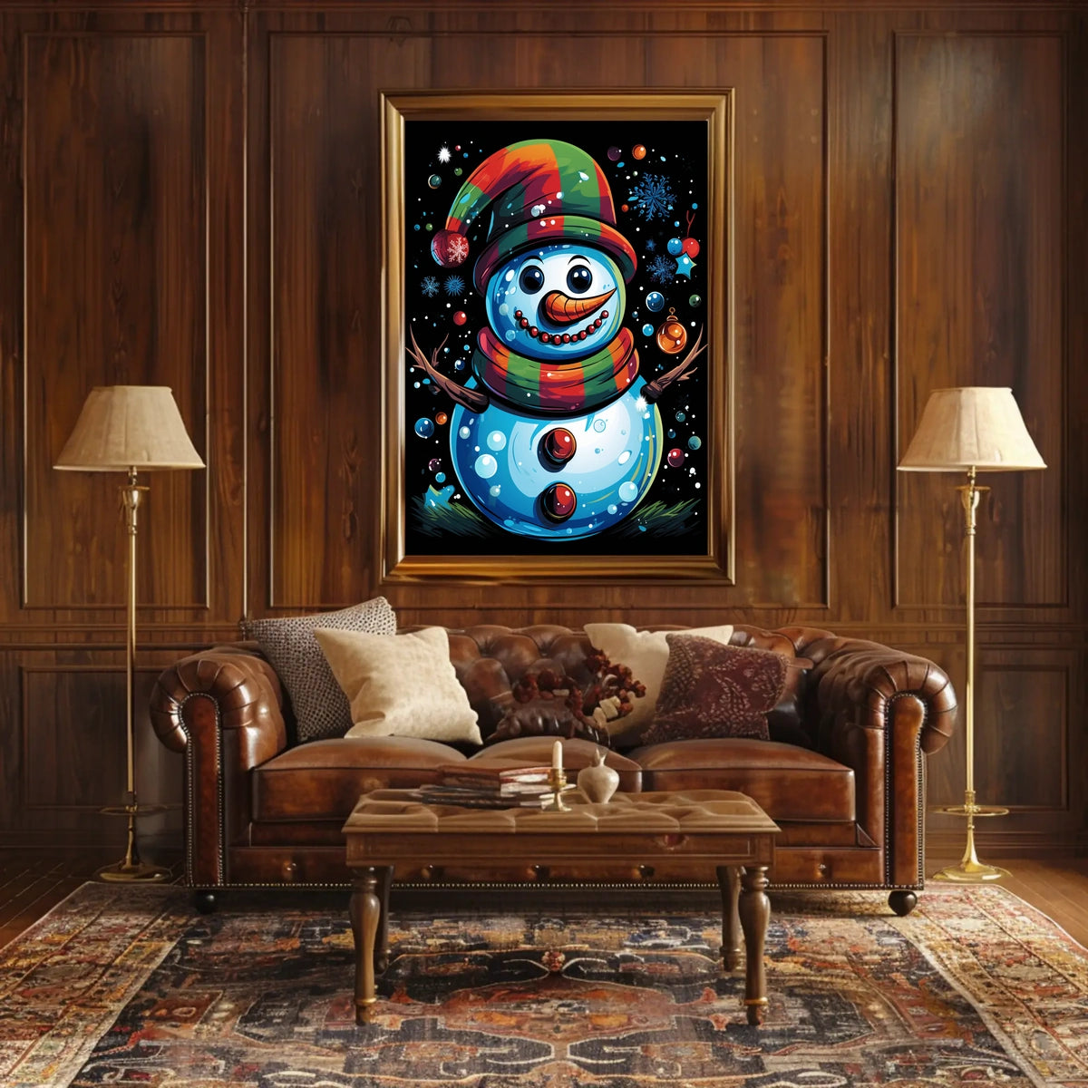 Whimsical Snowman Christmas Wonderland Artistic Poster