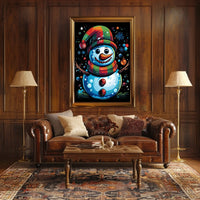Whimsical Snowman Christmas Wonderland Artistic Poster