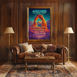 Arches National Park Starry Night Vintage Travel Poster