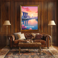 Singapore Sunrise Over Marina Bay Sands Urban or Cityscape Poster