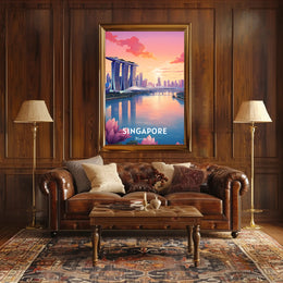 Singapore Sunrise Over Marina Bay Sands Urban or Cityscape Poster