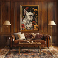Floral Bulldog Portrait Poster