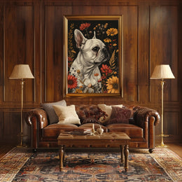 Floral Bulldog Portrait Poster