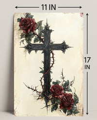 Gothic Cross And Roses Poster