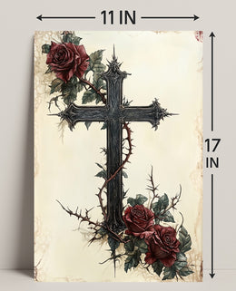 Gothic Cross And Roses Poster
