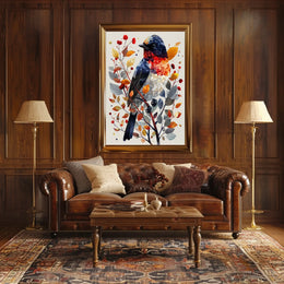 Geometric Bird In Autumn Foliage Poster