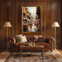 Vibrant Street Scene Historic Urban Heritage Poster