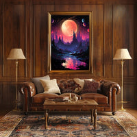 Surreal Cosmic Landscape: Vibrant Alien World Poster