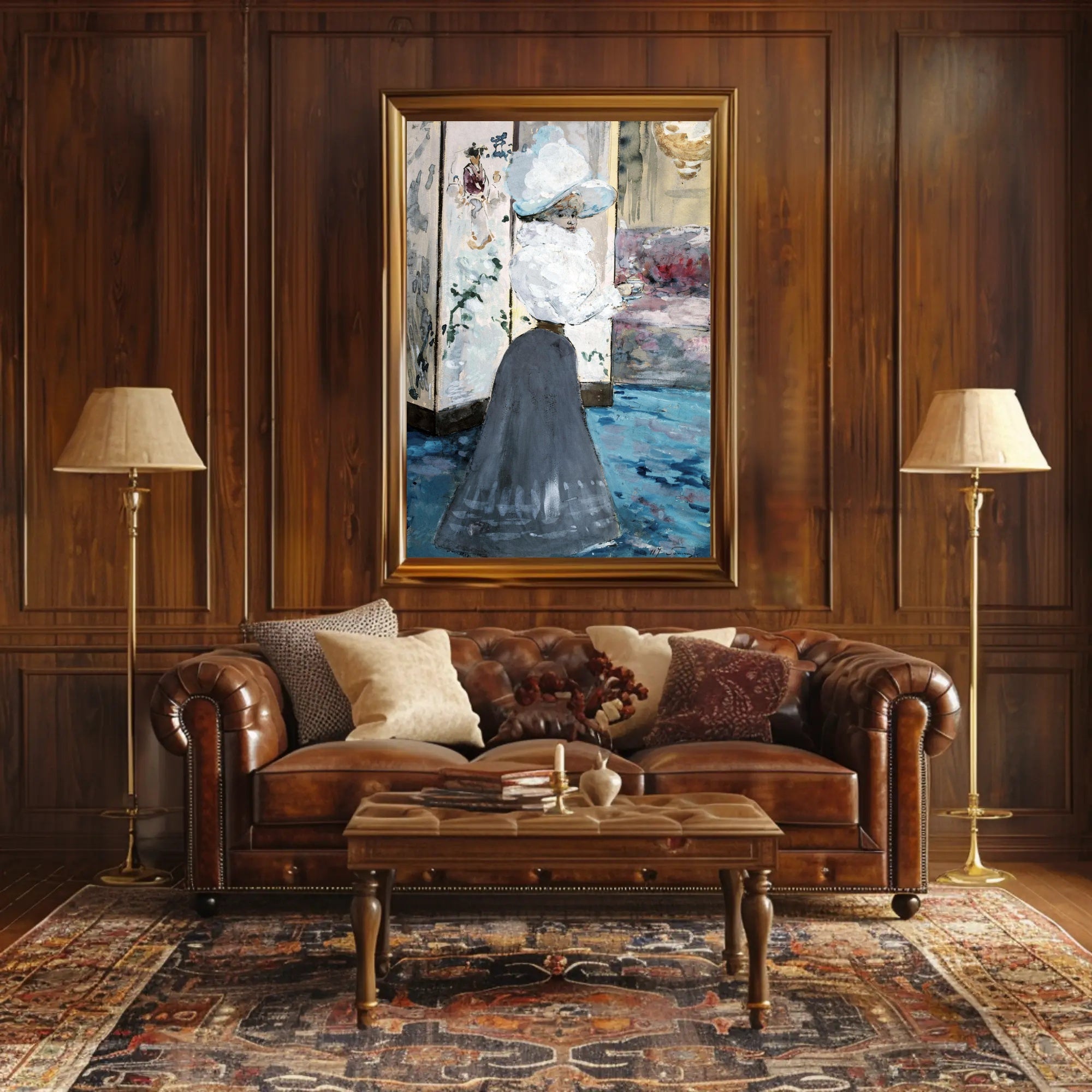 Victorian Elegance: Woman with Feathered Hat Artistic Poster