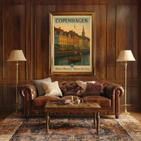 Copenhagen Waterfront Vintage Travel Poster