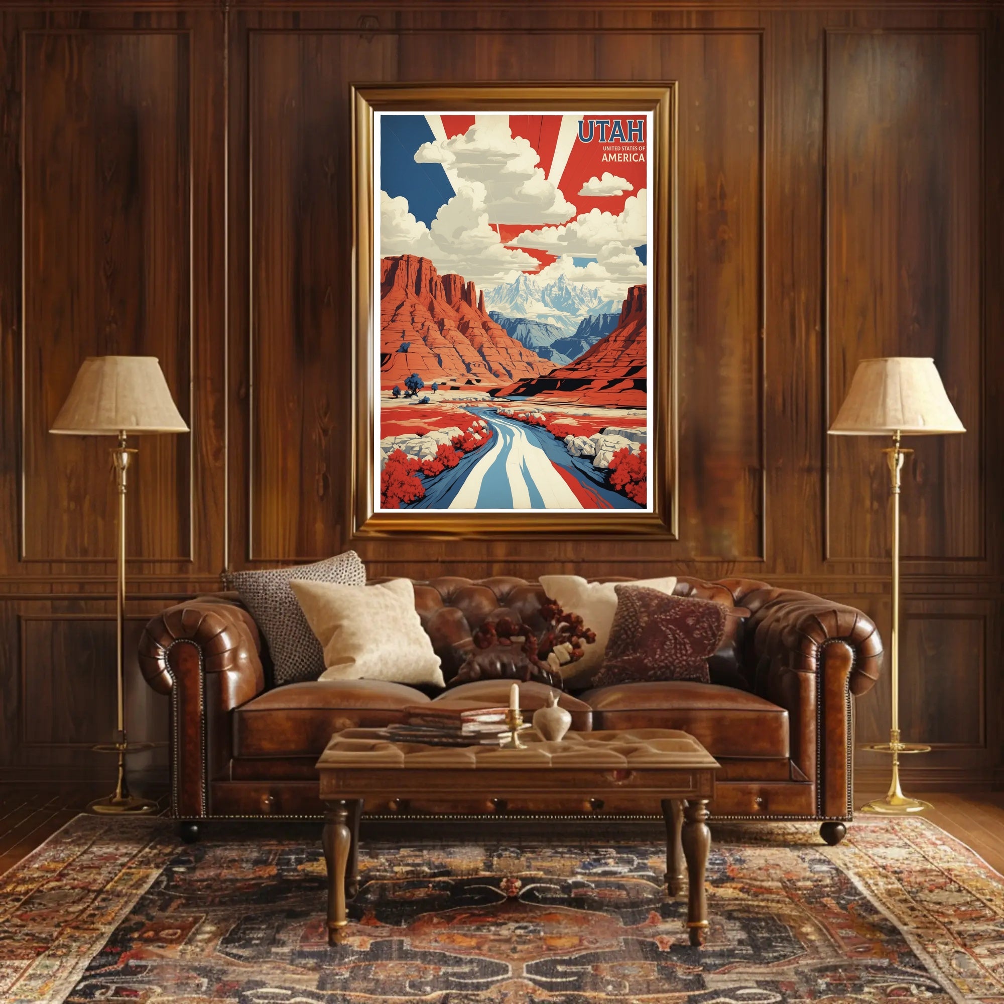 Utah Landscape Art with Patriotic Colors Travel Poster