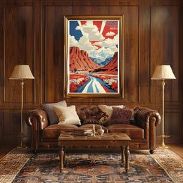 Utah Landscape Art with Patriotic Colors Travel Poster