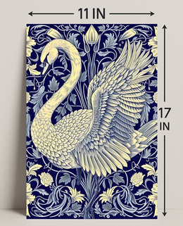 Elegant Swan and Floral Patterns Animal Poster