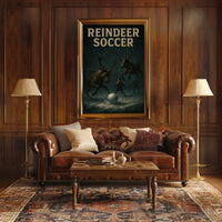 REINDEER SOCCER: Whimsical Holiday Fantasy Poster Art