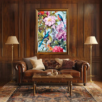 Vibrant Exotic Birds Botanical Art Animal Poster